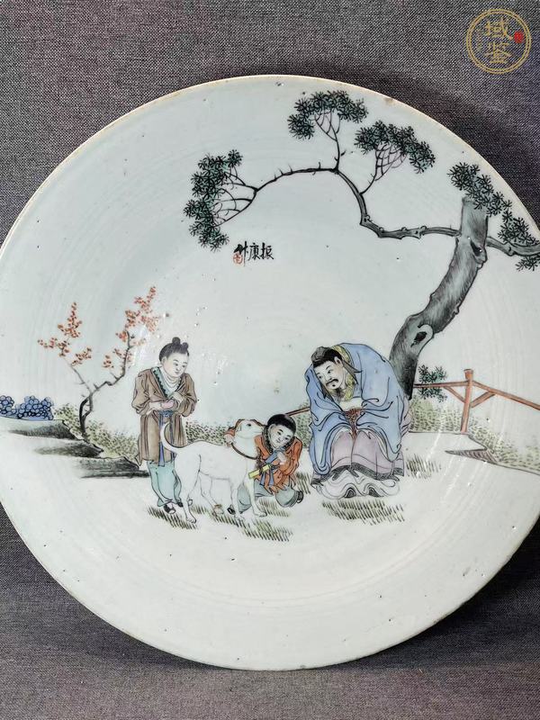 古玩陶瓷油粉彩人物故事盤真品鑒賞圖