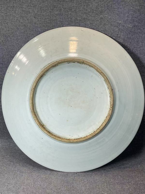 古玩陶瓷清末民初油粉彩（黃耳傳書(shū)）大盤(pán)（35cm）拍賣(mài)，當(dāng)前價(jià)格18888元