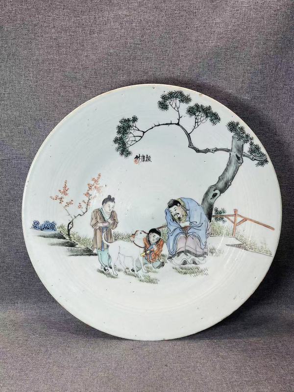 古玩轉(zhuǎn)賣(mài)清末民初粉彩(黃耳傳書(shū))大盤(pán)拍賣(mài),當(dāng)前價(jià)格266元
