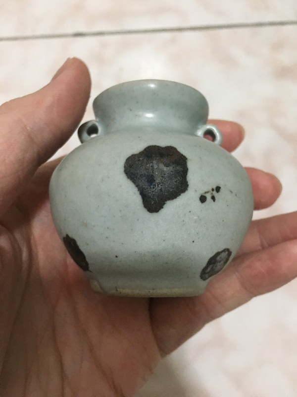 古玩陶瓷元代點彩雙系水盂拍賣，當前價格0元