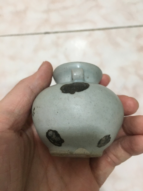 古玩陶瓷元代點彩雙系水盂拍賣，當前價格0元