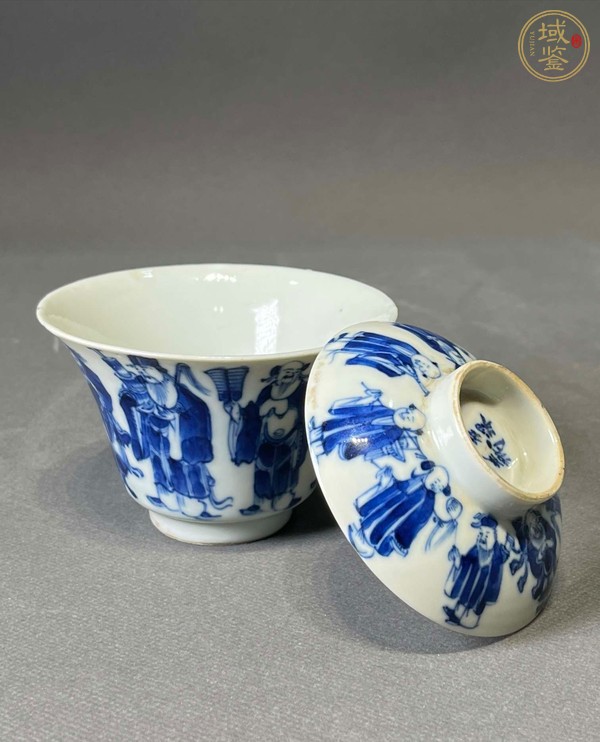 古玩陶瓷青花八仙蓋碗真品鑒賞圖