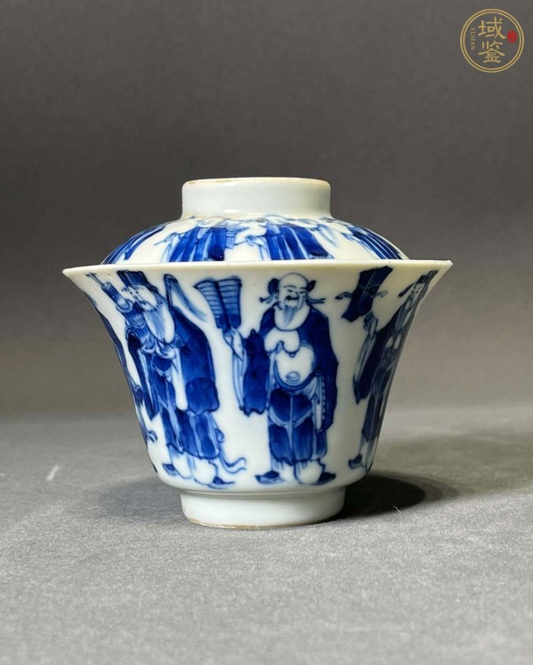 古玩陶瓷青花八仙蓋碗真品鑒賞圖