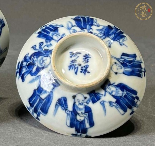 古玩陶瓷青花八仙蓋碗真品鑒賞圖