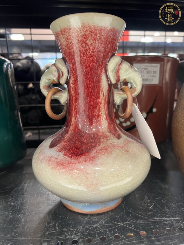 古玩陶瓷窯變釉雙象耳瓶真品鑒賞圖