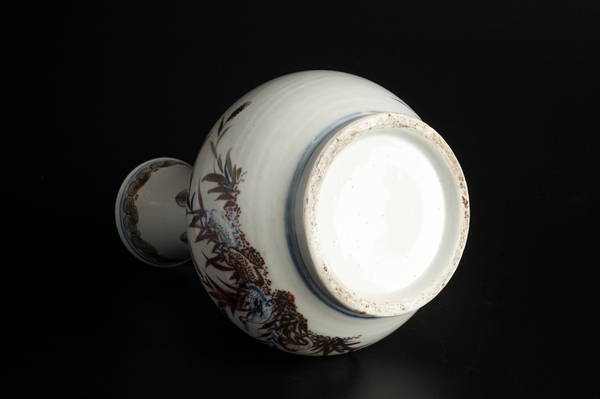 古玩陶瓷清中期·青花釉里紅蘆雁紋賞瓶拍賣，當前價格928元