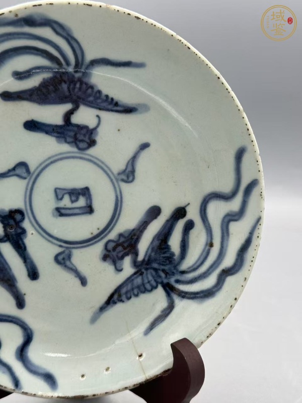 古玩陶瓷三鳳紋青花盤真品鑒賞圖