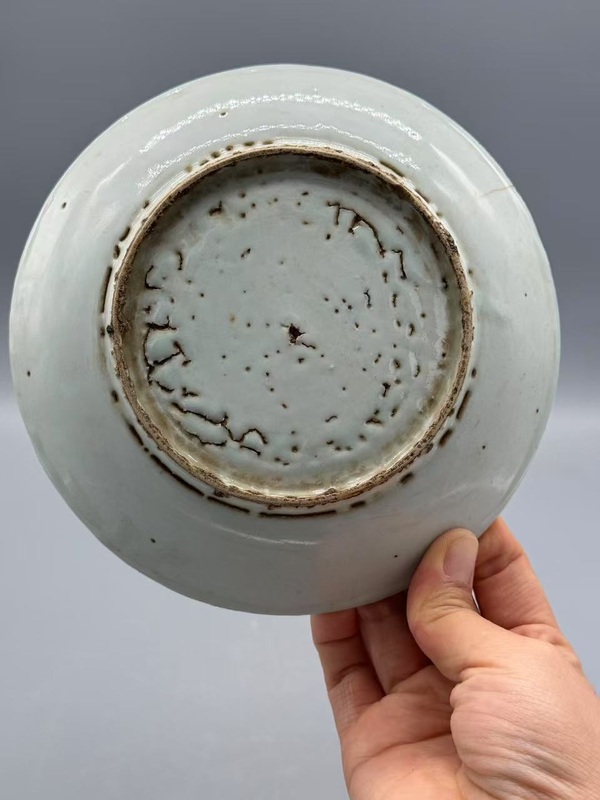 古玩陶瓷明嘉靖青花對頭鳳紋盤拍賣，當前價格792元