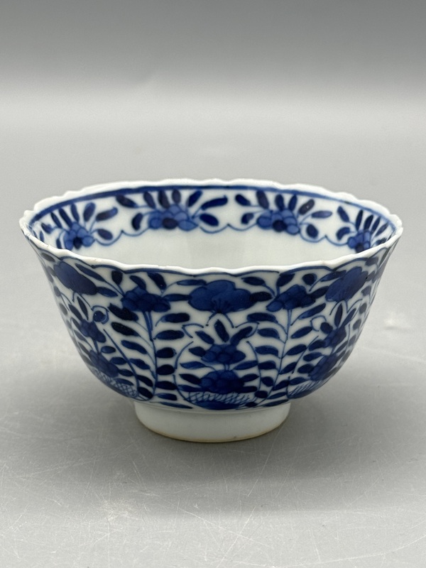 古玩陶瓷清光緒青花花卉紋開窗花口杯拍賣，當前價格1485元