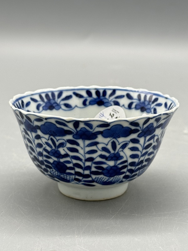 古玩陶瓷清光緒青花花卉紋開窗花口杯拍賣，當前價格1485元