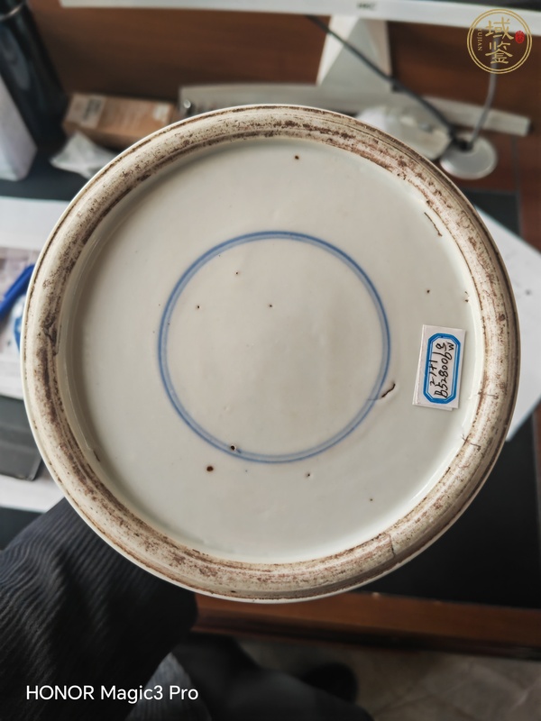 古玩陶瓷青花留白梅紋開光山水紋將軍罐真品鑒賞圖