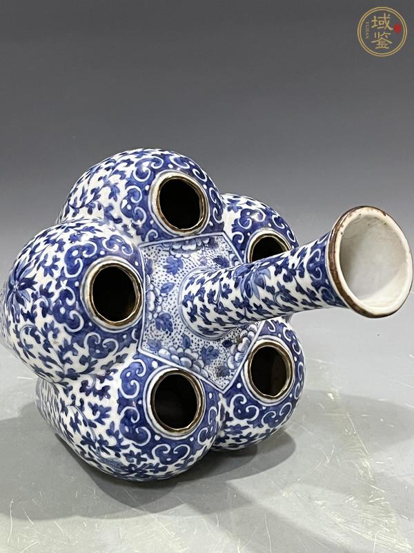 古玩陶瓷青花五孔花插真品鑒賞圖