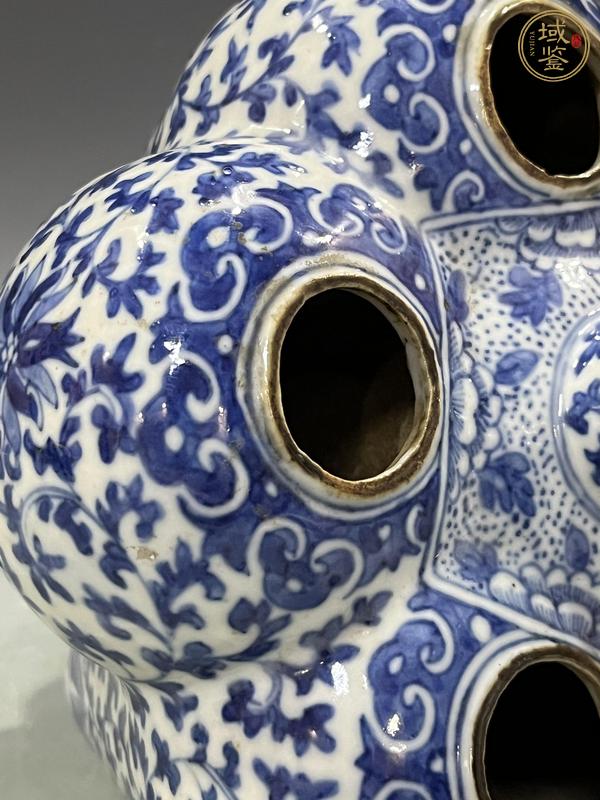 古玩陶瓷青花五孔花插真品鑒賞圖