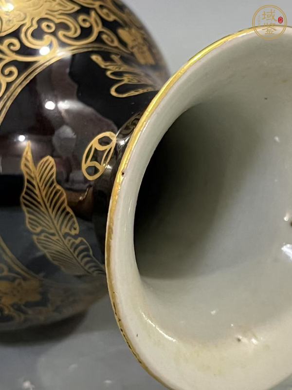古玩陶瓷烏金釉描金觀音瓶真品鑒賞圖