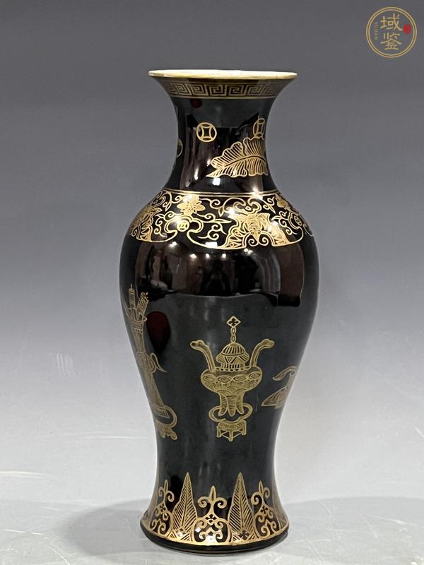 古玩陶瓷烏金釉描金觀音瓶真品鑒賞圖