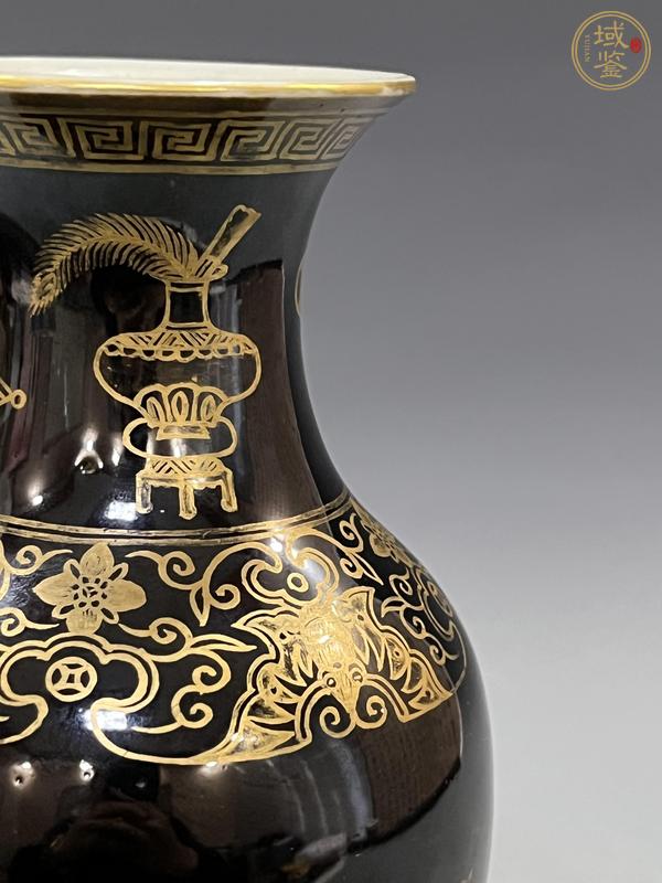 古玩陶瓷烏金釉描金觀音瓶真品鑒賞圖