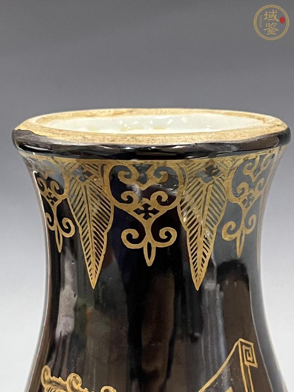 古玩陶瓷烏金釉描金觀音瓶真品鑒賞圖