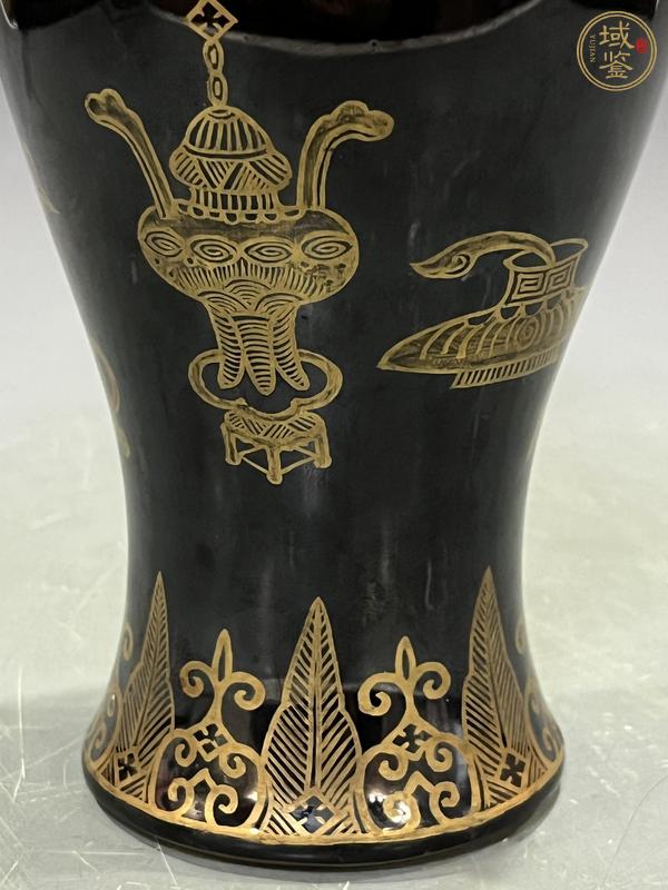 古玩陶瓷烏金釉描金觀音瓶真品鑒賞圖