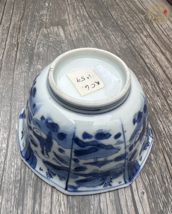 古玩陶瓷青花人物故事八方杯真品鑒賞圖