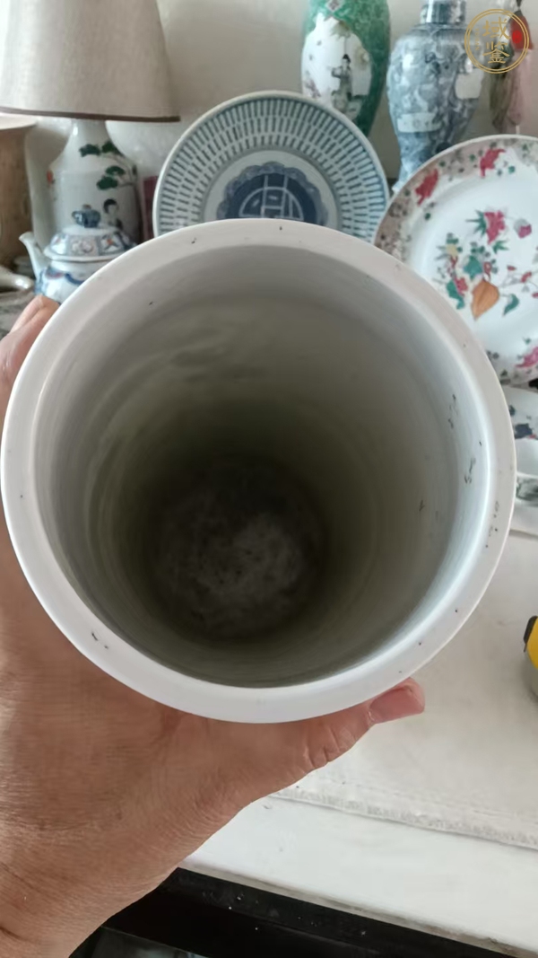 古玩陶瓷油粉彩人物故事紋帽筒真品鑒賞圖