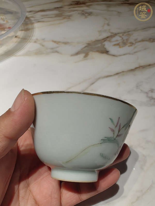 古玩陶瓷粉彩麒麟送子蓋碗真品鑒賞圖