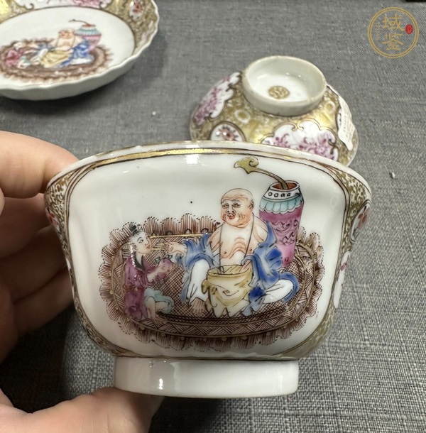 古玩陶瓷乾隆廣彩蓋碗真品鑒賞圖