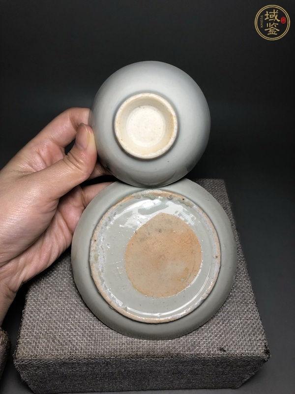 古玩陶瓷青白釉杯和托真品鑒賞圖
