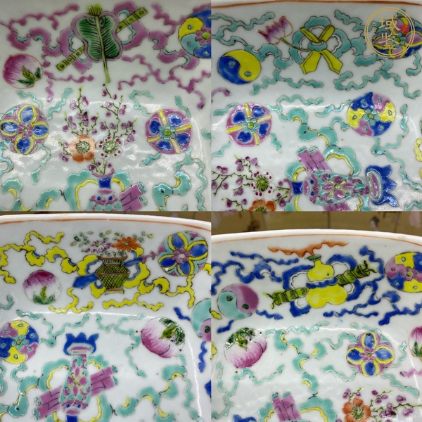 古玩陶瓷粉彩八寶博古圖貢碗真品鑒賞圖