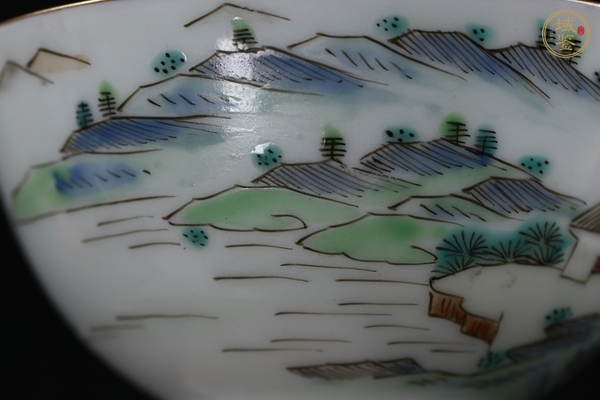 古玩陶瓷山水紋碗真品鑒賞圖