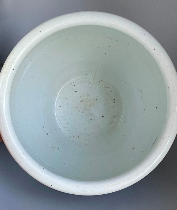 古玩陶瓷清中期青花纏枝花卉紋卷缸拍賣，當前價格1680元
