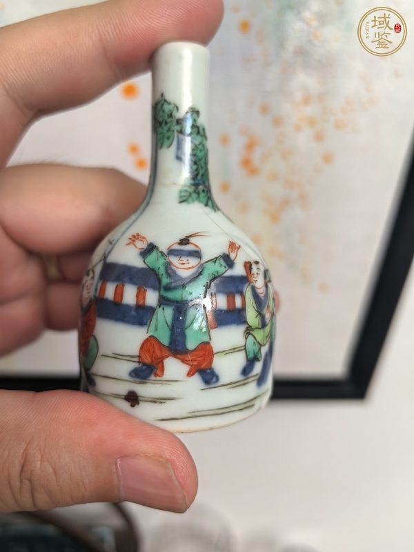 古玩陶瓷青花五彩嬰戲圖搖鈴尊真品鑒賞圖