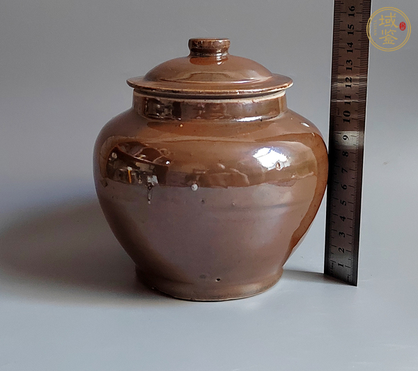 古玩陶瓷紫金釉蓋罐真品鑒賞圖