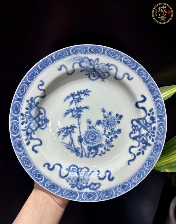 古玩陶瓷青花雙清圖盤真品鑒賞圖