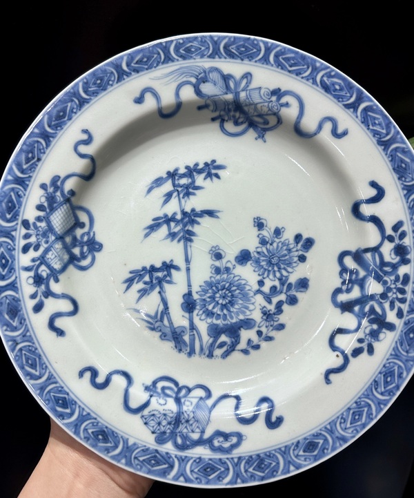 古玩陶瓷青花雙清圖盤拍賣，當(dāng)前價(jià)格2200元