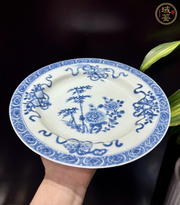 古玩陶瓷青花雙清圖盤真品鑒賞圖