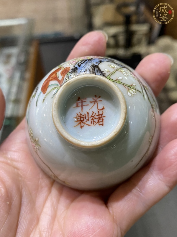 古玩梅紋粉彩杯真品鑒賞圖