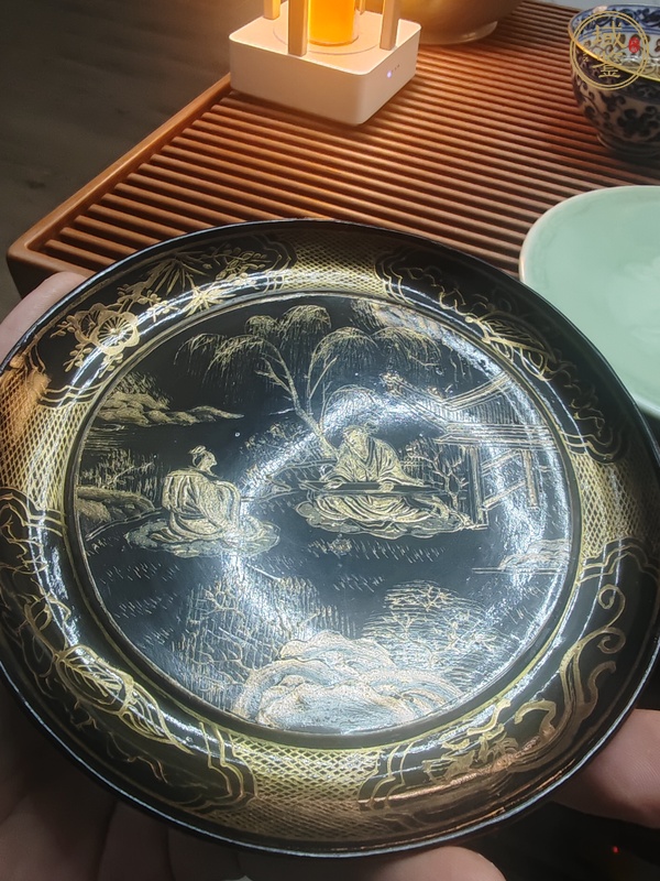 古玩雜項描金漆盤真品鑒賞圖