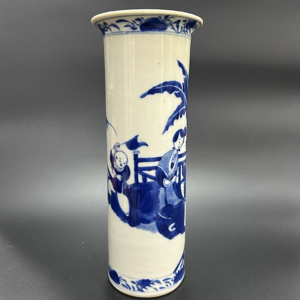 古玩陶瓷清光緒青花仕女人物箭筒拍賣，當(dāng)前價(jià)格3600元