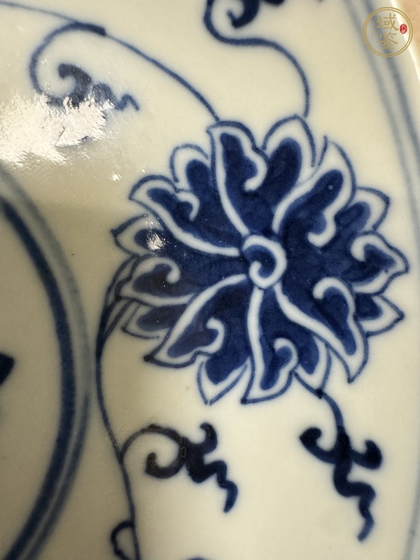 古玩陶瓷清光緒青花纏枝花卉紋盤真品鑒賞圖