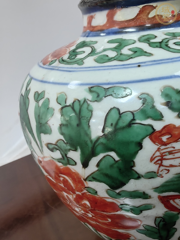 古玩五彩鳳穿牡丹紋罐真品鑒賞圖