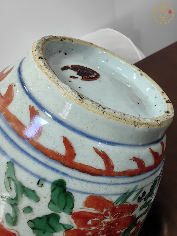古玩陶瓷五彩鳳穿牡丹紋罐真品鑒賞圖