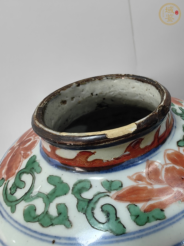 古玩陶瓷五彩鳳穿牡丹紋罐真品鑒賞圖