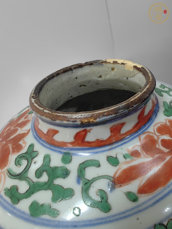 古玩陶瓷五彩鳳穿牡丹紋罐真品鑒賞圖