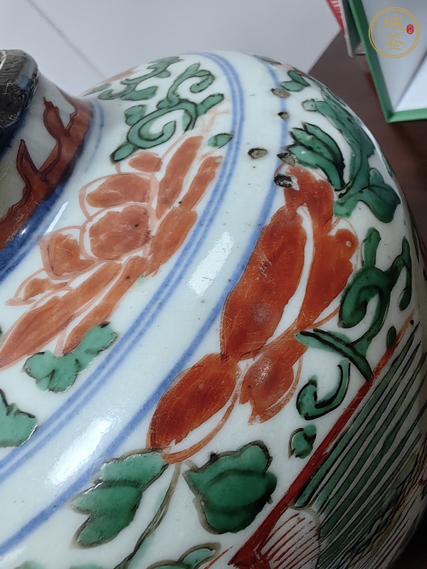 古玩陶瓷五彩鳳穿牡丹紋罐真品鑒賞圖