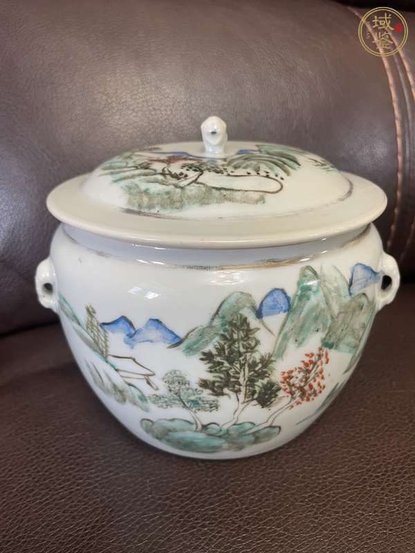 古玩陶瓷淺絳彩蓋缸真品鑒賞圖