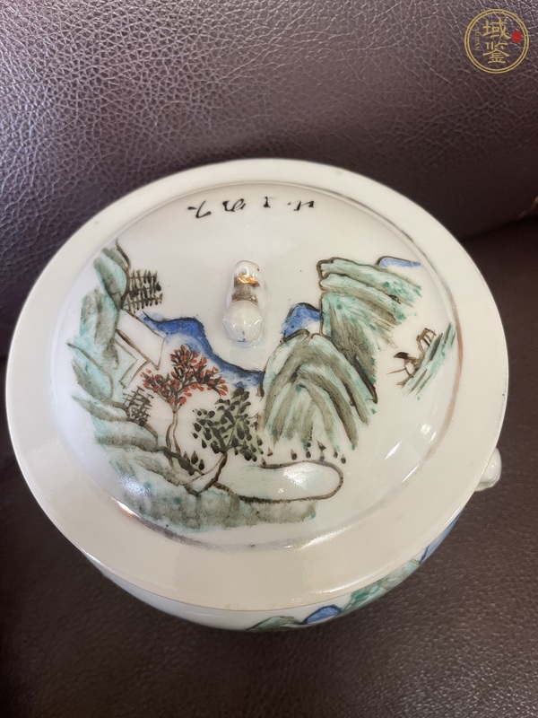 古玩陶瓷淺絳彩蓋缸真品鑒賞圖