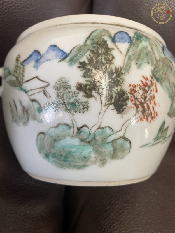 古玩陶瓷淺絳彩蓋缸真品鑒賞圖