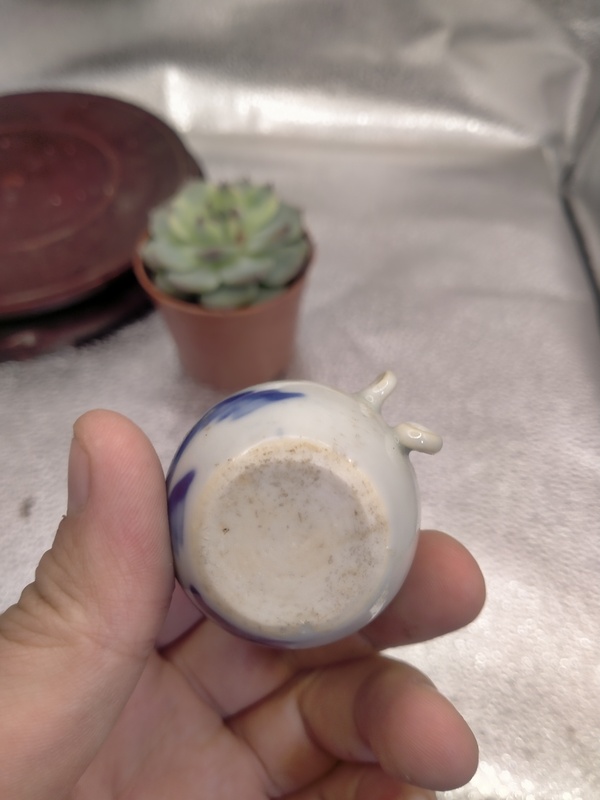 古玩陶瓷晚清山水紋青花鳥食罐拍賣，當(dāng)前價格99元