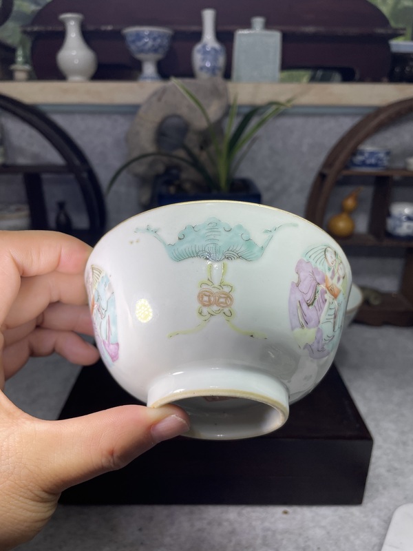 古玩陶瓷清同治細路粉彩和合二仙圖碗一對拍賣,當前價格6888元