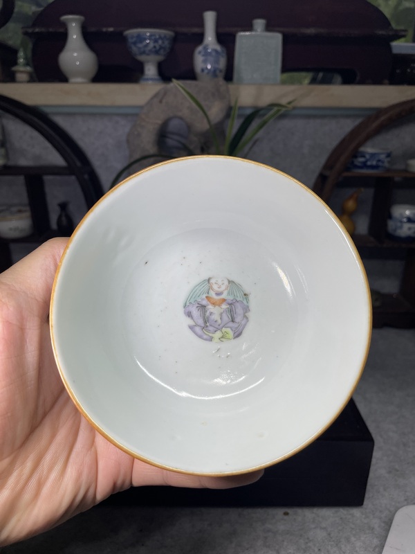 古玩陶瓷清同治細(xì)路粉彩和合二仙圖碗一對(duì)拍賣，當(dāng)前價(jià)格6888元